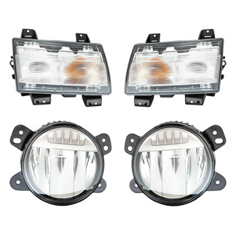 Replacement - 4-Piece Kit (Driver and Passenger Side Fog Lights, Driver and Passenger Side Turn Signal/Parking Lights) (CAPA Certified)