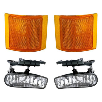 Replacement - 4-Piece Kit (Driver and Passenger Side Fog Lights, Driver and Passenger Side Lower Turn Signal/Corner Lights) (CAPA Certified)
