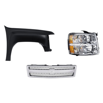 Replacement - 3-Piece Kit (Front Passenger Side Fender, Grille, Passenger Side Headlight)