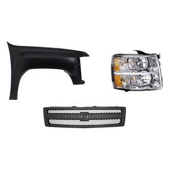 Replacement - 3-Piece Kit (Front Passenger Side Fender, Grille, Passenger Side Headlight)