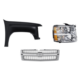 Replacement - 3-Piece Kit (Front Passenger Side Fender, Grille, Passenger Side Headlight)