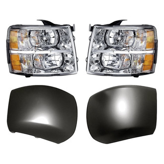 Replacement - 4-Piece Kit (Driver Side Headlight, Front Driver Side Bumper End, Front Passenger Side Bumper End, Passenger Side Headlight)