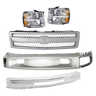Replacement - 5-Piece Kit (Driver Side Headlight, Front Bumper Deflector, Front Bumper Face Bar, Grille, Passenger Side Headlight)