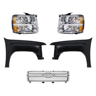 Replacement - 5-Piece Kit (Driver Side Headlight, Front Driver Side Fender, Front Passenger Side Fender, Grille, Passenger Side Headlight)