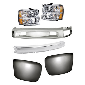 Replacement - 6-Piece Kit (Driver Side Headlight, Front Bumper Deflector, Front Bumper Face Bar, Front Driver Side Bumper End, Front Passenger Side Bumper End, Passenger Side Headlight)