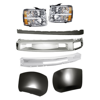 Replacement - 7-Piece Kit (Driver Side Headlight, Front Bumper Deflector, Front Bumper Deflector Extension, Front Bumper Face Bar, Front Driver Side Bumper End, Front Passenger Side Bumper End, Passenger Side Headlight)