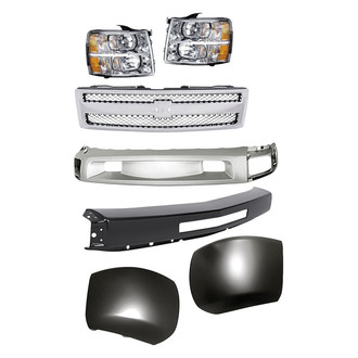 Replacement - 7-Piece Kit (Driver Side Headlight, Front Bumper Deflector, Front Bumper Face Bar, Front Driver Side Bumper End, Front Passenger Side Bumper End, Grille, Passenger Side Headlight)