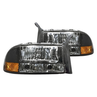 Replacement - Driver and Passenger Side Black Euro Headlights