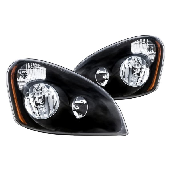 Replacement - Driver and Passenger Side Black Headlights Lens and Housing