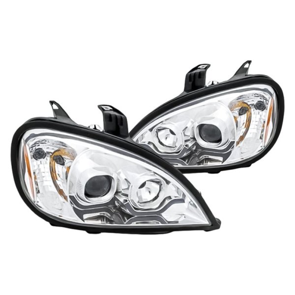 Replacement - Driver and Passenger Side Chrome DRL Bar Projector LED Headlights