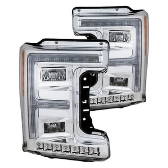 Replacement - Driver and Passenger Side Chrome LED Headlights with DRL and Sequential Turn Signal