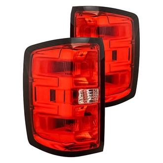 Replacement - Driver and Passenger Side Chrome/Red Euro Tail Lights