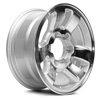 Replacement - 3 V-Spoke Machined Face with Painted Silver Pockets 15x7 Alloy Factory Wheel - Replica