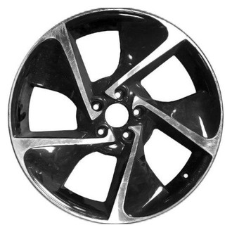Replacement - 5 Turbine-Spoke Machined Face with Painted Black Vents 19x8 Alloy Factory Wheel - New