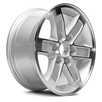 Replacement - 6 I-Spoke Machined Face with Painted Silver Inset in Spokes and Painted Silver Pockets 17x7.5 Alloy Factory Wheel - Replica