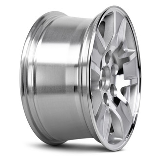 Replacement - 5-Spoke Machined Face with Painted Silver Inset in Spokes and Painted Silver Pockets 17x8 Alloy Factory Wheel - Replica