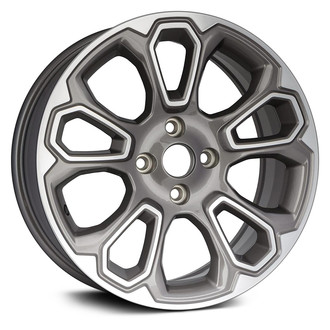 Replacement - 10-Slot Machined Face with Painted Gray Spokes and Vents 17x7 Alloy Factory Wheel - Replica