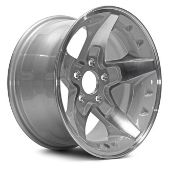 Replacement - 5-Spoke Machined Face with Painted Gray Pockets and Painted Charcoal Hub 16x8 Alloy Factory Wheel - Replica