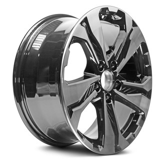 Replacement - 5-Spoke Machined Face with Painted Black Spoke Inset and Painted Black Pockets 17x7.5 Alloy Factory Wheel - Replica