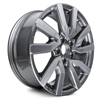 Replacement - 10 Spiral-Spoke Machined Face with Painted Charcoal Pockets 18x8 Alloy Factory Wheel - Replica