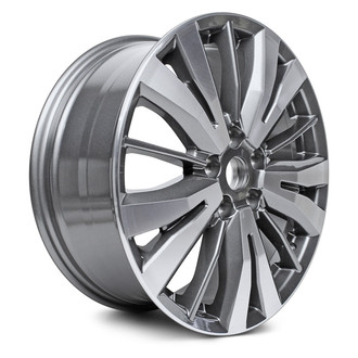 Replacement - 5 W-Spoke Machined Face with Painted Charcoal Spoke Inset and Painted Charcoal Pockets 18x7.5 Alloy Factory Wheel - Replica