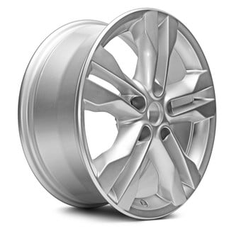 Replacement - Double 5-Spoke Painted Silver 17x7 Alloy Factory Wheel - Replica