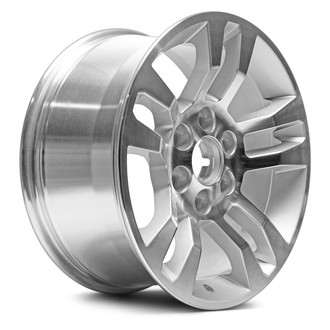 Replacement - Double 5-Spoke Machined Face with Painted Silver Inset in Spokes and Painted Silver Pockets 18x8.5 Alloy Factory Wheel - Replica