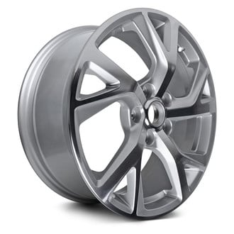 Replacement - 5 Double Spiral-Spoke Machined Face with Painted Silver Inset in Spokes and Painted Silver Pockets 18x7 Alloy Factory Wheel - Replica