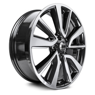 Replacement - 5 V-Spoke Machined Face with Painted Black Spoke Inset and Painted Black Pockets 19x7 Alloy Factory Wheel - Replica