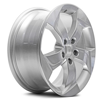 Replacement - 5 Turbine-Spoke Machined Spoke Outline with Painted Silver Spoke Inset and Painted Silver Pockets 17x7.5 Alloy Factory Wheel - Replica
