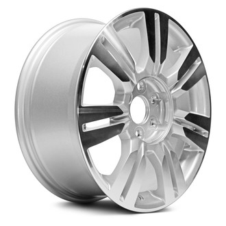 Replacement - 7 Double I-Spoke Machined Face with Painted Silver Pockets 18x8 Alloy Factory Wheel - Replica