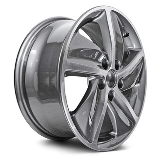 Replacement - 5 Turbine-Spoke Machined Face with Painted Gray Pockets 17x7.5 Alloy Factory Wheel - Replica
