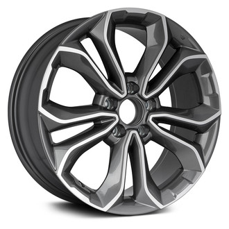 Replacement - 6 V-Spoke Machined Face with Painted Charcoal Vents 18x7.5 Alloy Factory Wheel - Replica