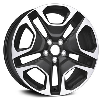 Replacement - 5 V-Spoke Machined Face with Painted Black Spoke Inset and Painted Black Pockets 19x7.5 Alloy Factory Wheel - Replica