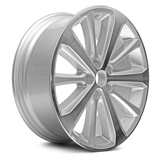 Replacement - 10 I-Spoke Machined Face with Painted Silver Spoke Inset and Painted Silver Pockets 19x7.5 Alloy Factory Wheel - Replica
