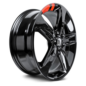 Replacement - 5-Spoke Painted Gloss Black with Redline Racing Stripes 19x7.5 Alloy Factory Wheel - Replica