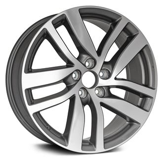 Replacement - 5 Double Spiral-Spoke Machined Face with Charcoal Vents 20x8 Alloy Factory Wheel - Replica