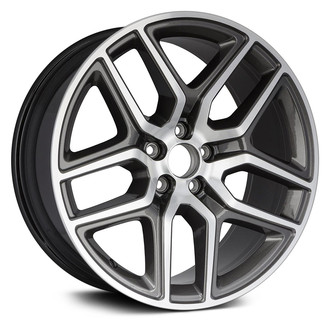 Replacement - Double 5-Spoke Machined Face with Painted Charcoal Pockets 20x9 Alloy Factory Wheel - Replica