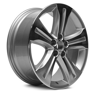 Replacement - 5-Spoke Machined Face with Painted Charcoal Spoke Inset and Painted Charcoal Pockets 19x7.5 Alloy Factory Wheel - Replica