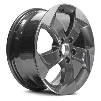 Replacement - 5 Turbine-Spoke Machined Face with Painted Gray Spoke Inset and Painted Gray Pockets 17x7.5 Alloy Factory Wheel - Replica