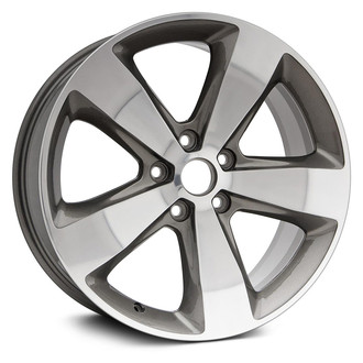 Replacement - 5-Spoke Polished Face with Painted Gray Pockets 20x8 Alloy Factory Wheel - Replica