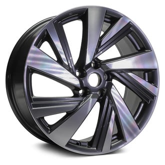 Replacement - 10 Spiral-Spoke Machined Face with Painted Charcoal Spoke Inset and Painted Charcoal Pockets 20x7.5 Alloy Factory Wheel - Replica