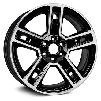 Replacement - Double 5-Spoke Machined Spoke Outline with Painted Black Spoke Inset and Painted Black Pockets 22x9 Alloy Factory Wheel - Replica