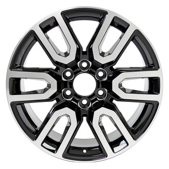 Replacement - 12 I-Spoke Machined Face with Painted Black Vents 20x9 Alloy Factory Wheel - Replica