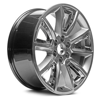Replacement - 5 V-Spoke Painted Medium Hyper Silver with 5 Chrome Inserts 22x9 Alloy Factory Wheel - Replica