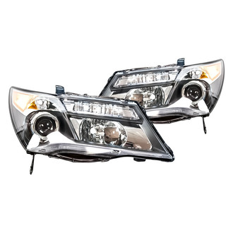 Replacement - Driver and Passenger Side Headlight Set Lens and Housing (Standard Line)