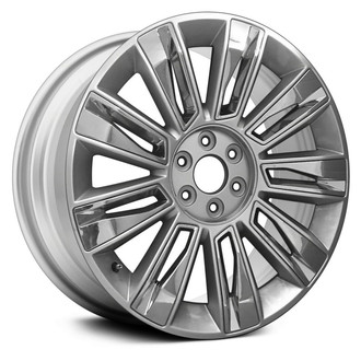 Replikaz® - 9 Double I-Spoke Painted Silver with 9 chrome Plastic Inserts 22x9 Alloy Factory Wheel - Replica
