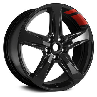 Replikaz® - 5-Spoke Painted Gloss Black with Redline Racing Stripes 19x7.5 Alloy Factory Wheel - Replica