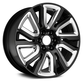 Replikaz® - 6 Double Spiral-Spoke Painted Black with Chrome Pocket Inserts 22x9 Alloy Factory Wheel - Replica