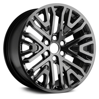 Replikaz® - 6 Double V-Spoke Machined Spoke Outline with Painted Black Spoke Inset and Painted Black Pockets 22x9 Alloy Factory Wheel - Replica